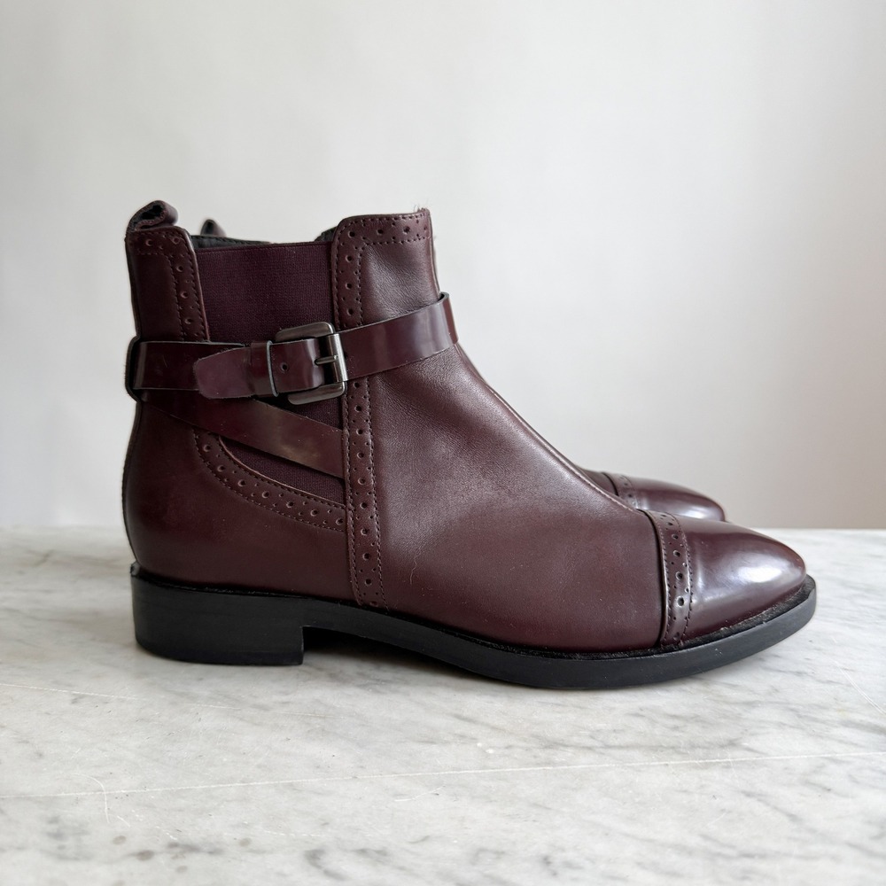Geox Respira Brogue oxblood burgundy leather cap toe boots size 6.5 37
